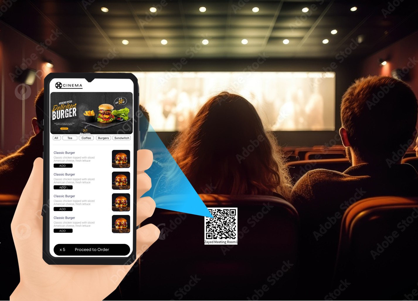 Food odering system in cinem a or movie